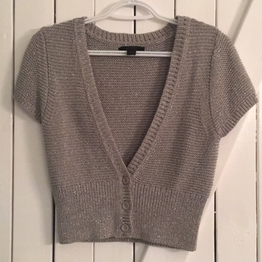 Express Silver Sparkle Shrug, Size Medium